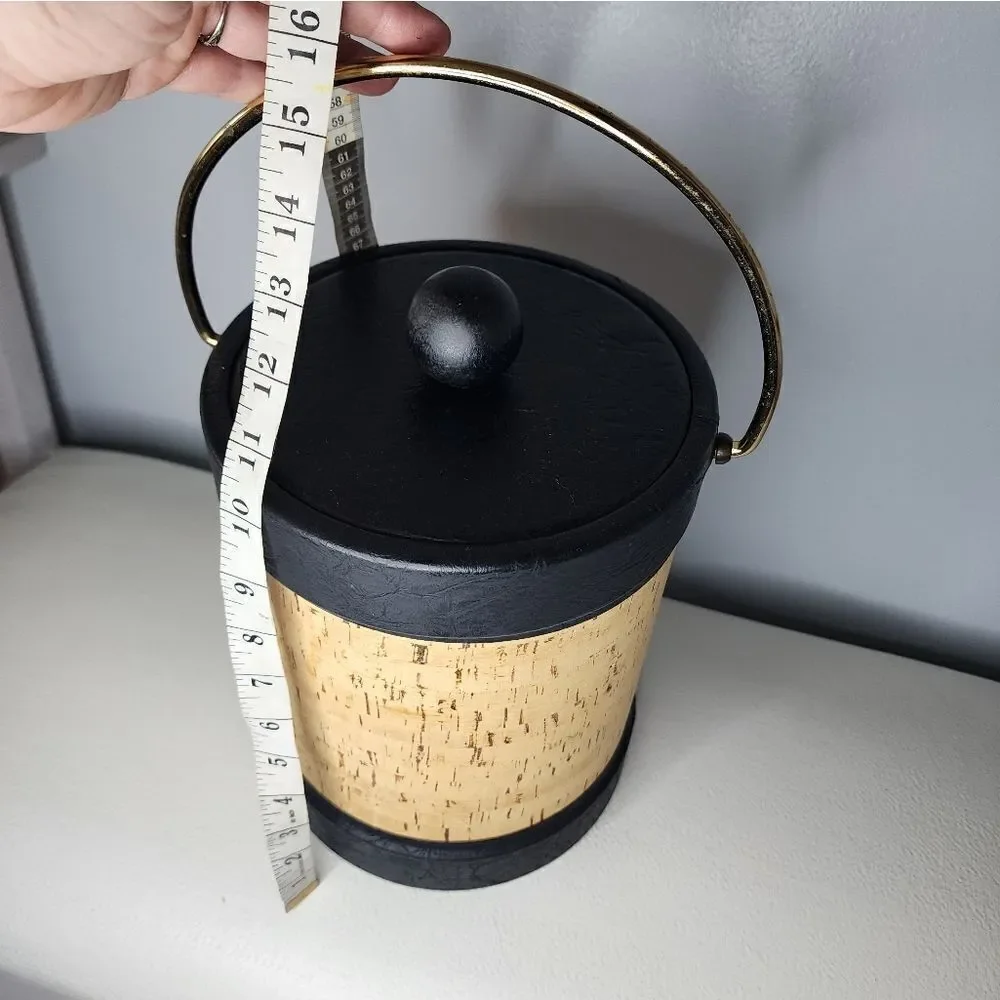 Ice Bucket Vintage Kraftware Champagne insulated Cork Leather Retro MCM